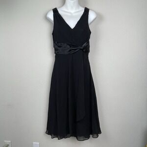 Evan-Picone Dress Size 8P Black Babydoll Y2K Fit & Flare Sleeveless‎ Midi